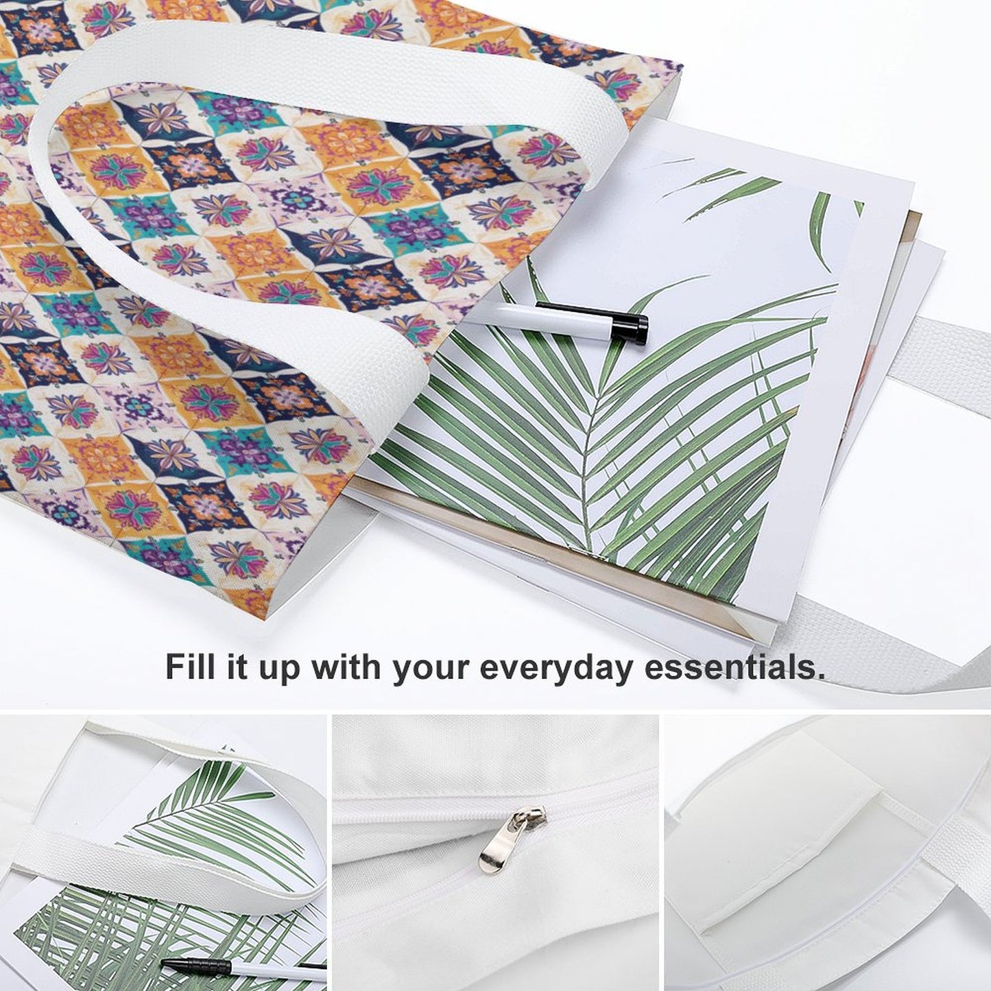 Canvas Material Tote Bags with Interior Pocket