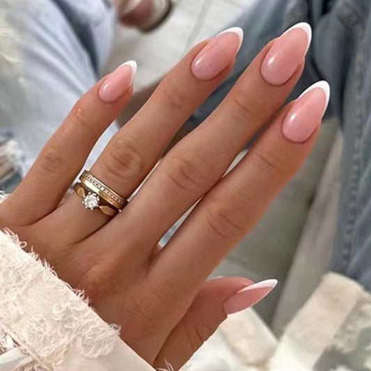 press on nails wholesale simple white edge French manicure patch press on nails wholesale fake nails press on nails 365nails