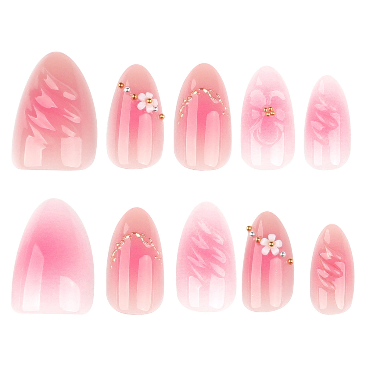 Pink 3D Floral Press On Nails Sweet Girly Design – Image 5