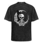 Cotton Men Washed T-Shirt (Back Printing) - Skull and Roses