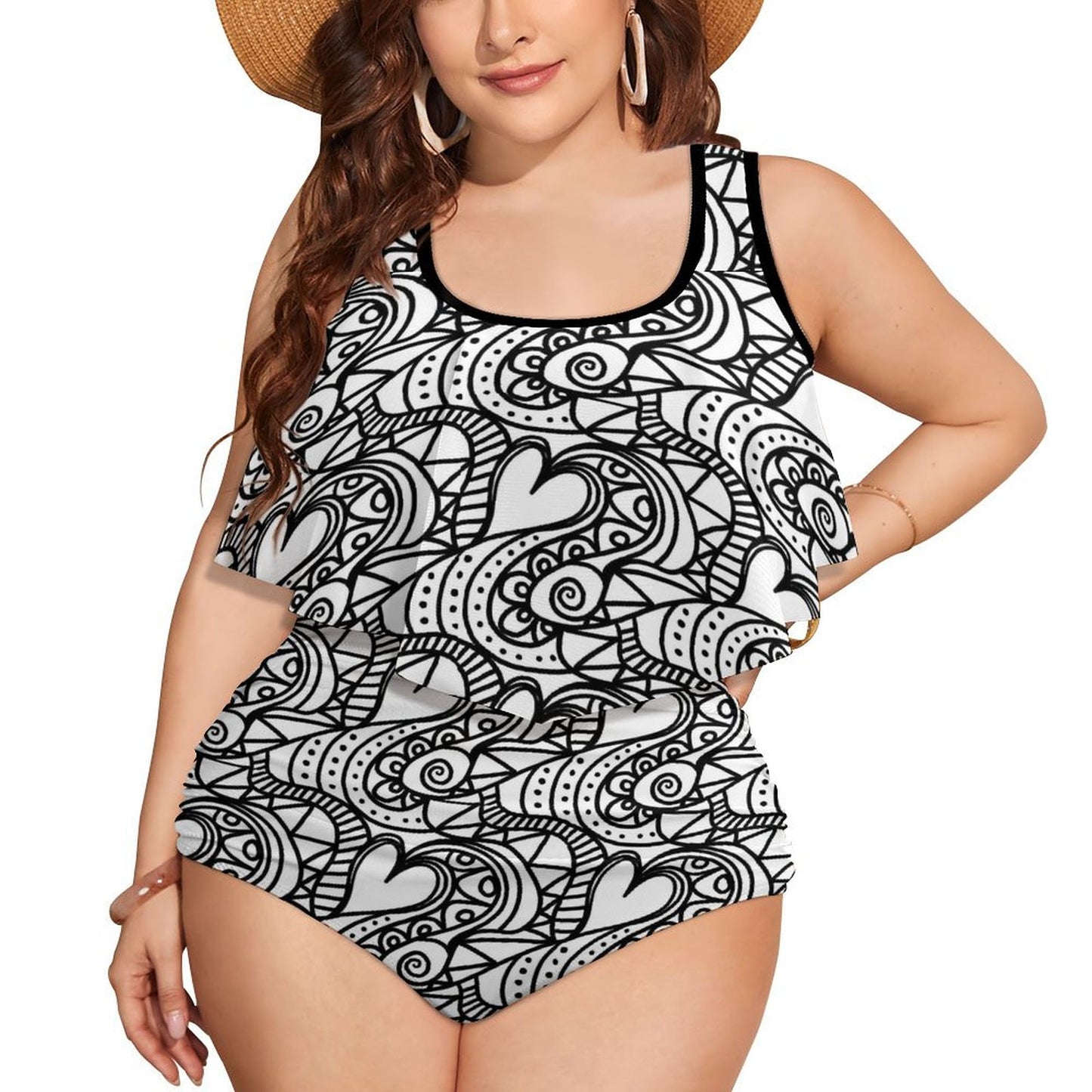 Plus Size Women's Two piece Swimsuit with Tankini
