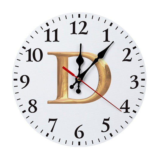 Modern Wooden Wall Clock - Letter D