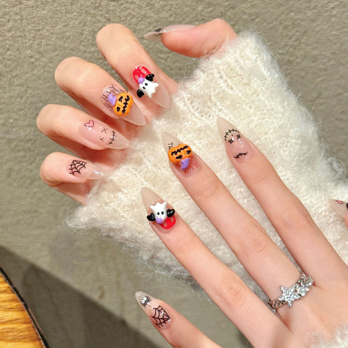 Halloween Ghost Pumpkin Web Cute Spooky Festive Press On Nails – Image 6