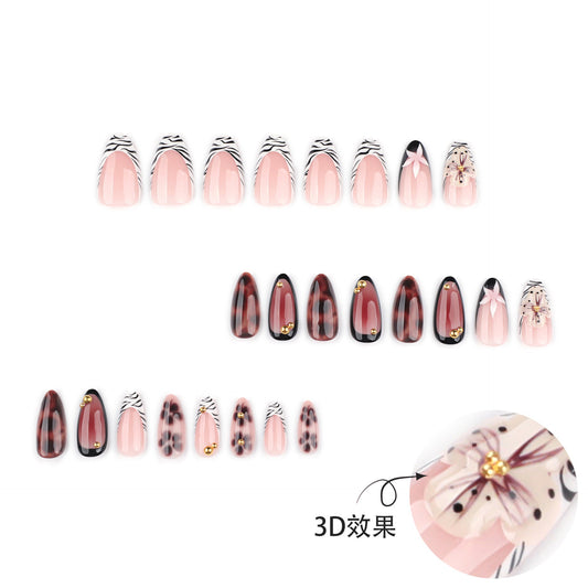 Mixed Floral Animal Pattern Almond Art Nails – Image 2