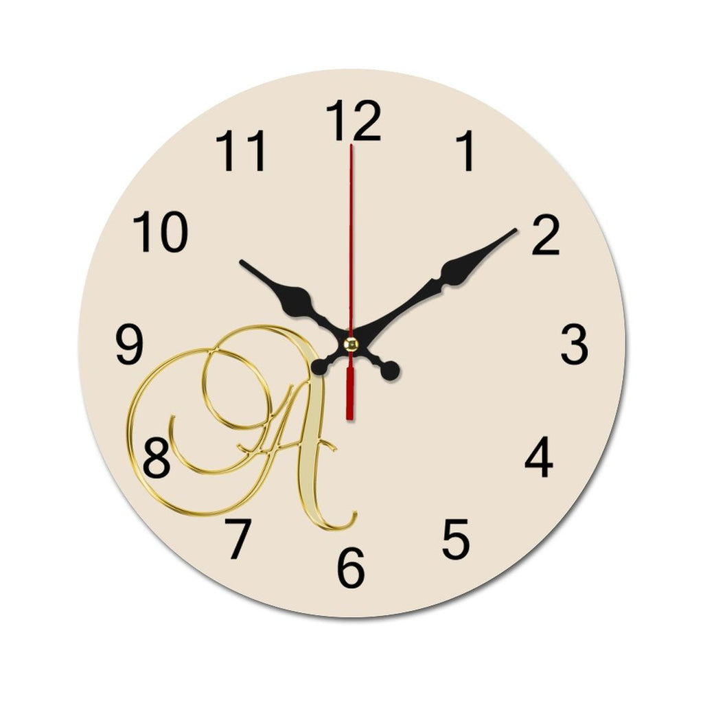 Concise Silent Wooden Wall Clock-9.84"x9.84"/ 25x25cm - Letter A
