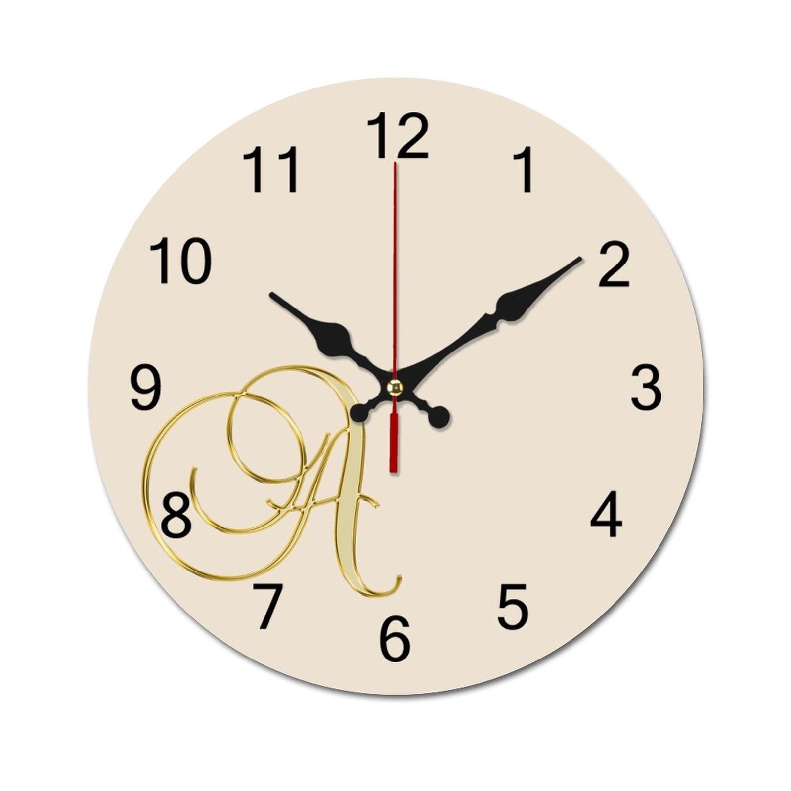 Concise Silent Wooden Wall Clock-9.84"x9.84"/ 25x25cm - Letter A