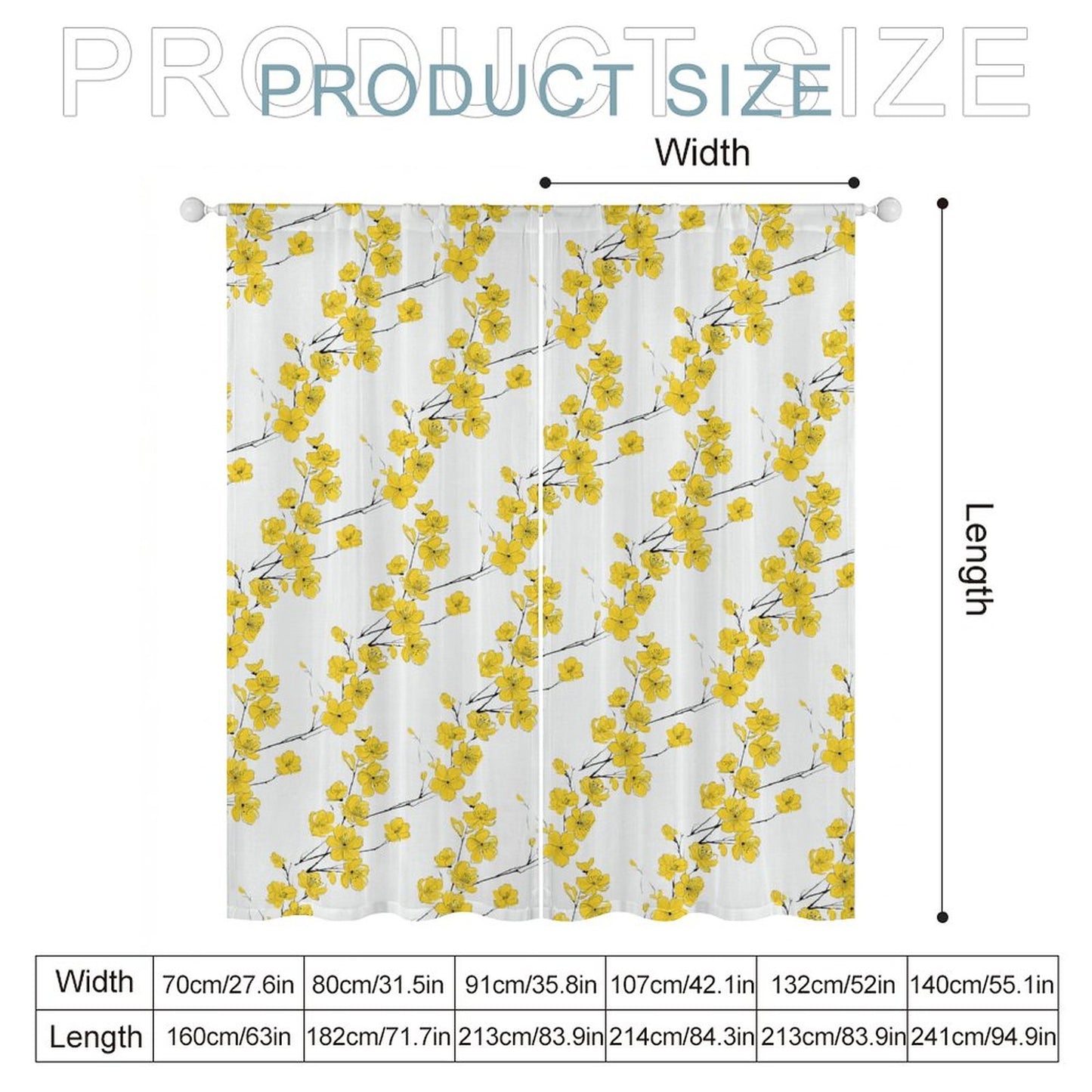 Sheer Curtain White and Yellow