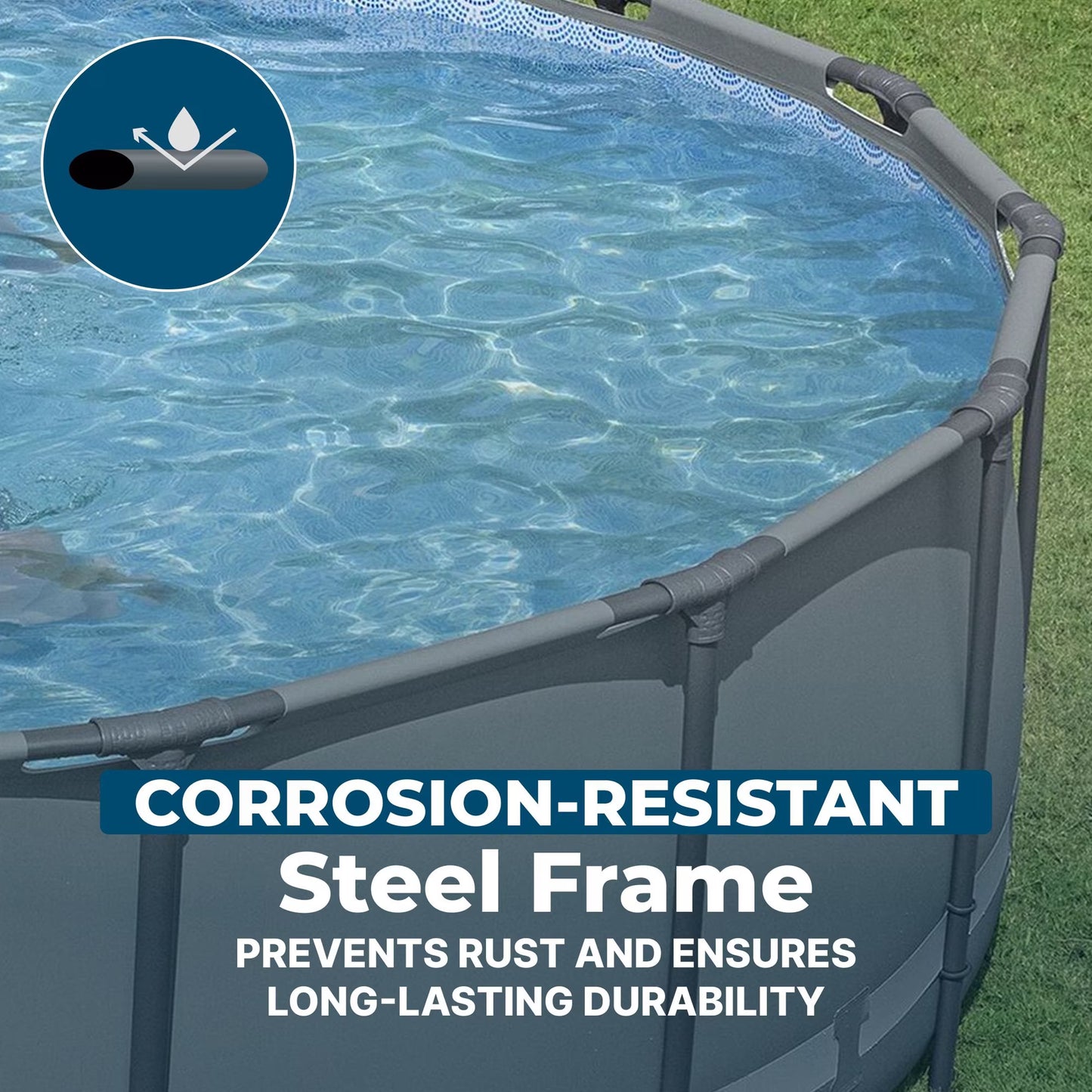 Power Steel 18’ x 48” Round Above Ground Pool Set