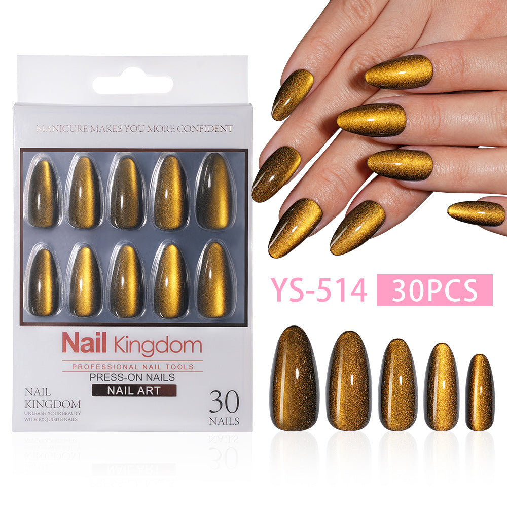 Purple Cat Eye Almond Press On Nails (MOQ=3) – Image 6