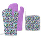 Oven Mitts & Pot Holder Set of 3 Purple Multi color
