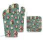 Oven Mitts & Pot Holder Set of 3 Flowers