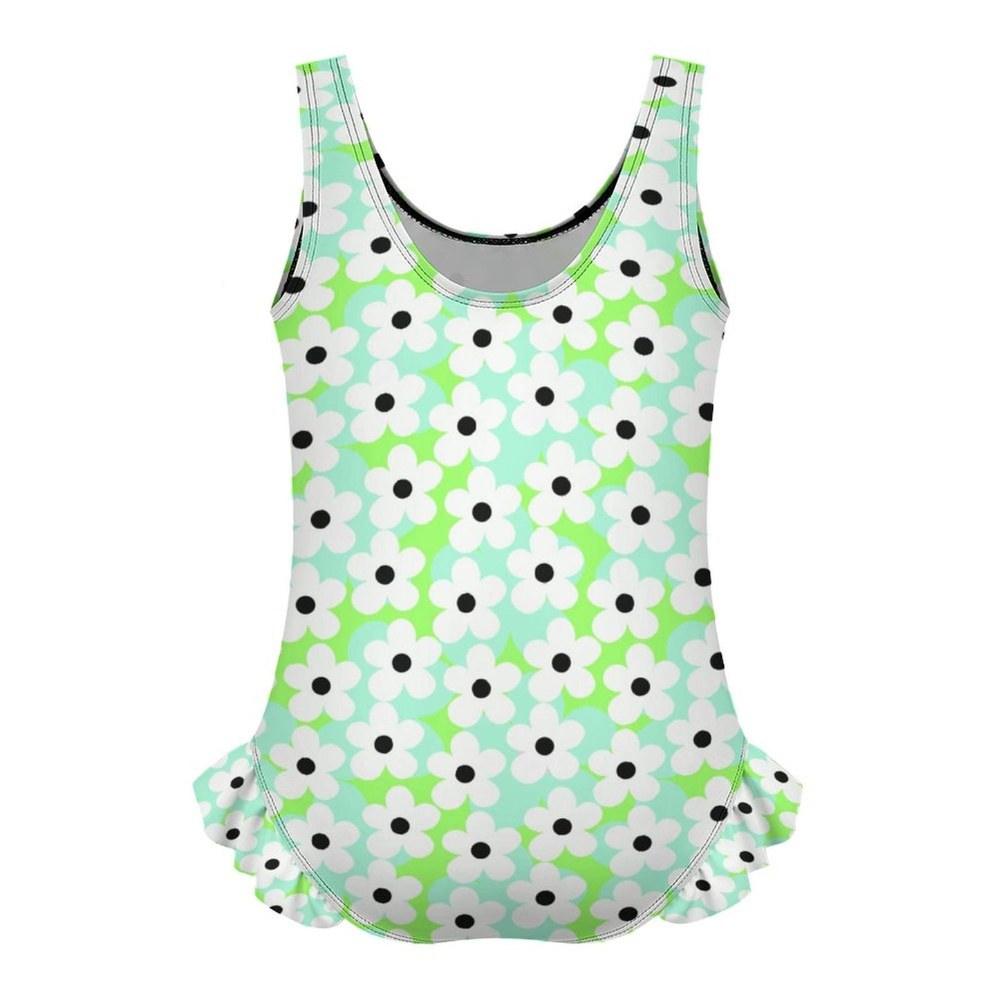 Girls Ruffle Trim One Piece Swimwear