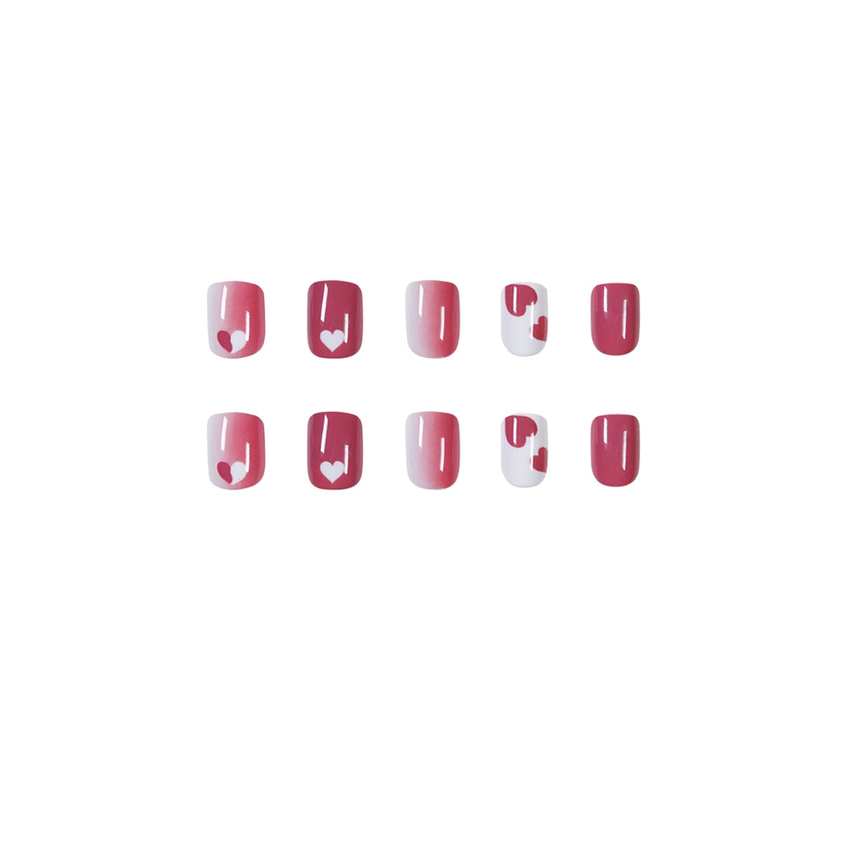 Raspberry graffiti peach heart nail patch fake nail wear nail art finished nail patch removable nail piece factory – Image 5