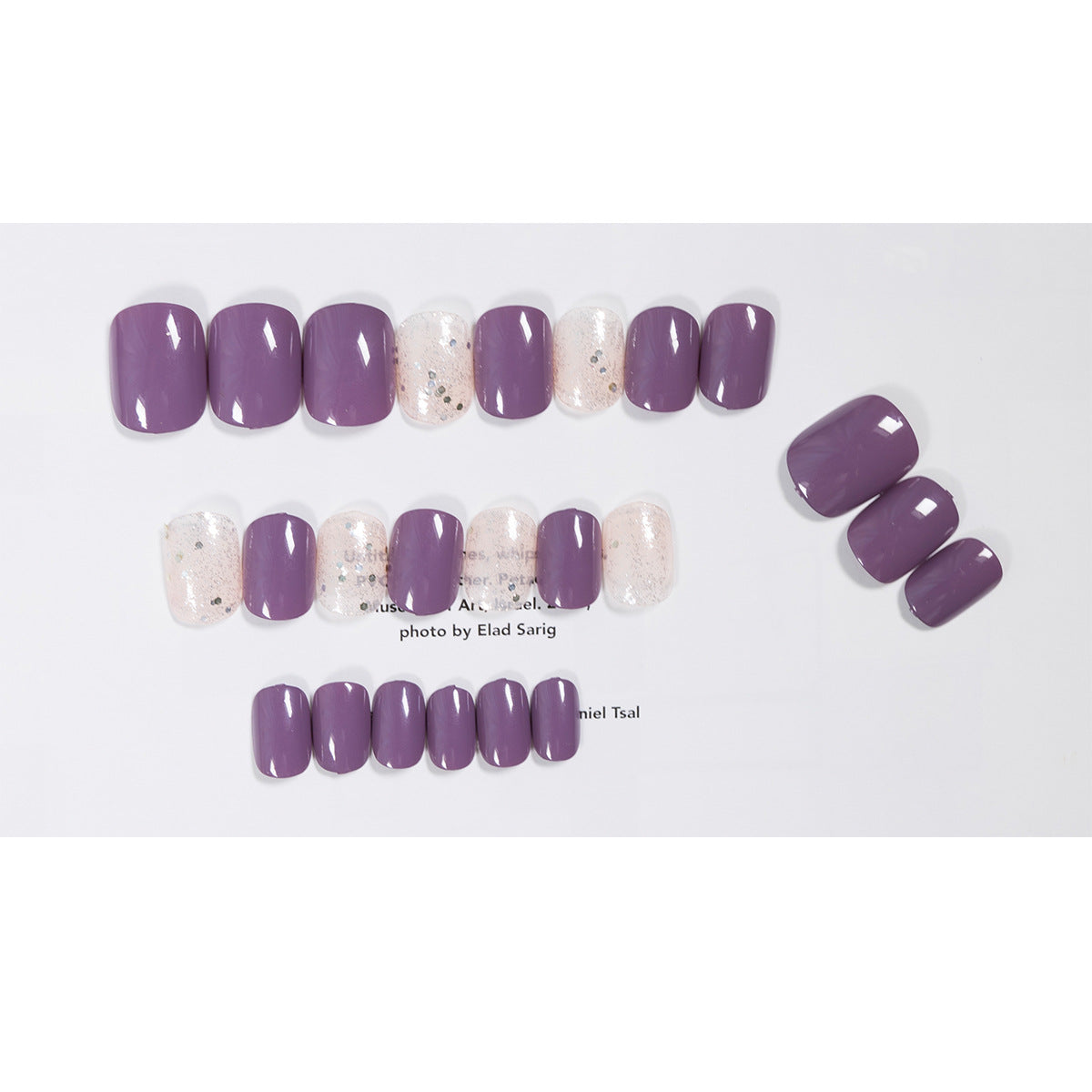 Rattan Purple Glitter Short Wear Nail Finished Fake Nail Nail Patch Nail Patch Waterproof Removable Nail Patch – Image 3