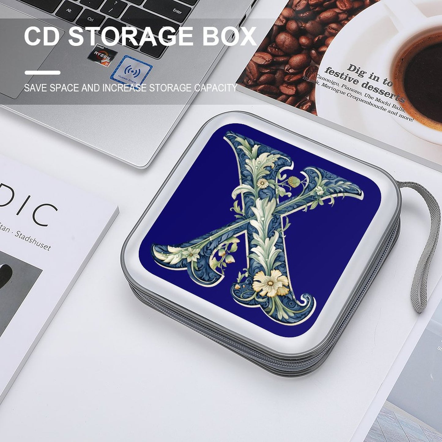 Portable Zipper Disc Storage Case for Car Home Travel - Letter X