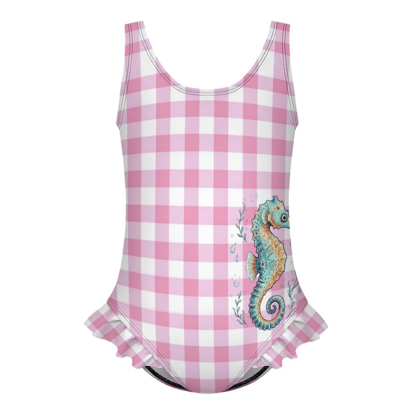 Girls Ruffle Trim One Piece Swimwear