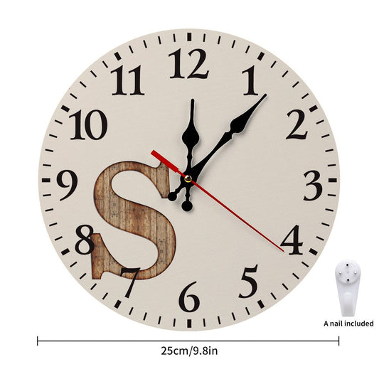 Modern Wooden Wall Clock - Wood letter S