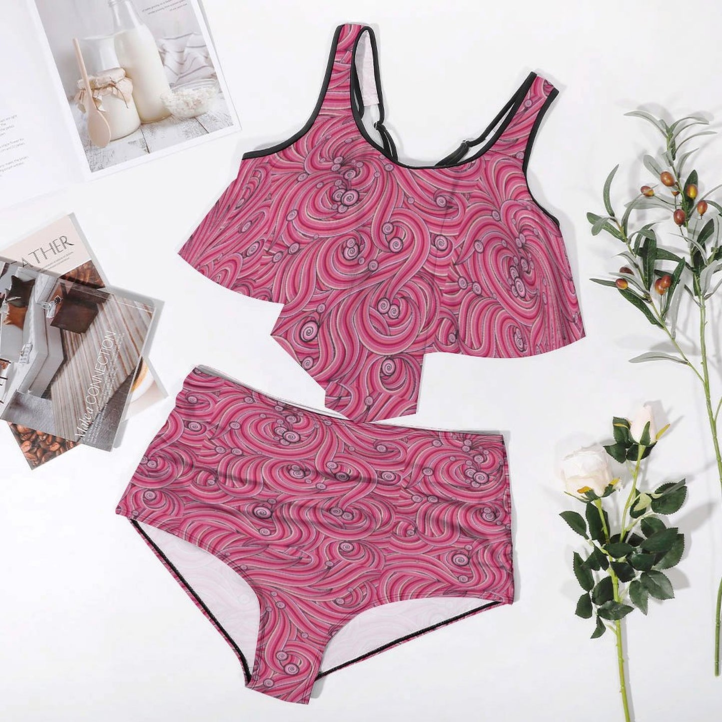 Plus Size Women's Two piece Swimsuit with Tankini
