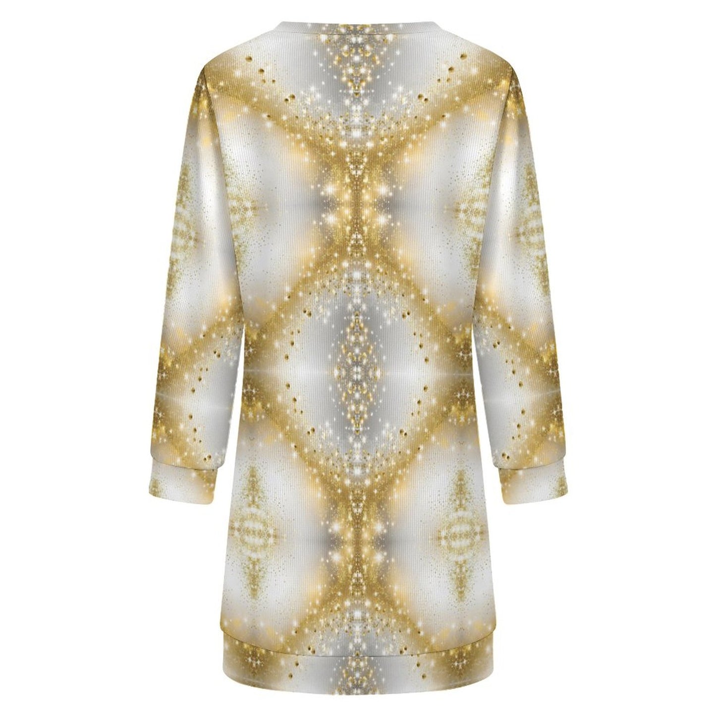 Women's Long Sleeve Sweater Dress Gold Sparkles