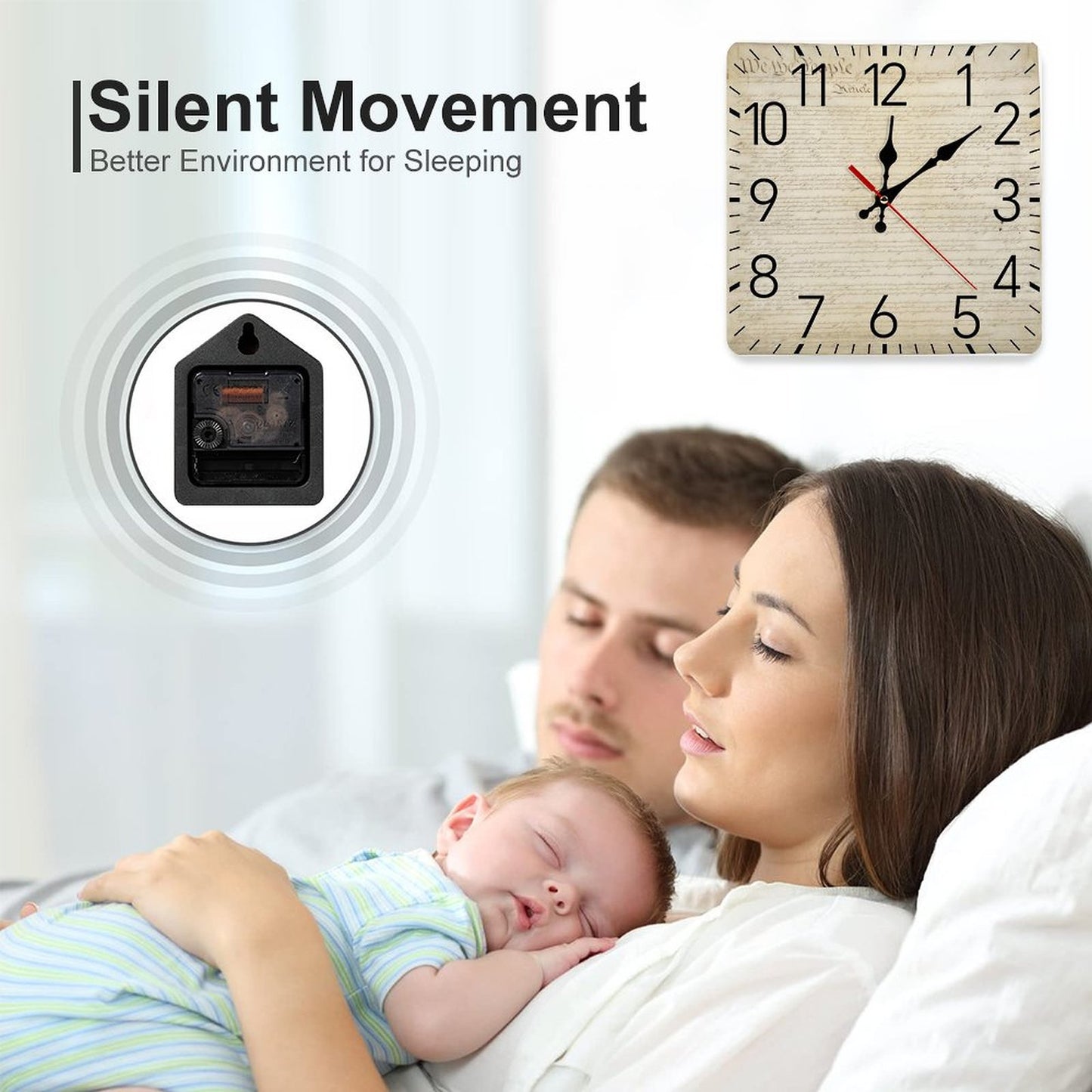 Square Wall Clock-9.8"x9.8"/25x25cm - 
"We the People"