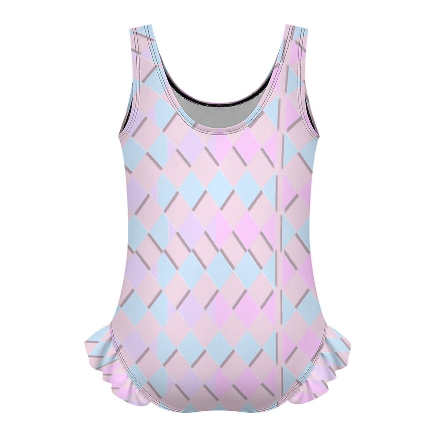 Girls Ruffle Trim One Piece Swimwear