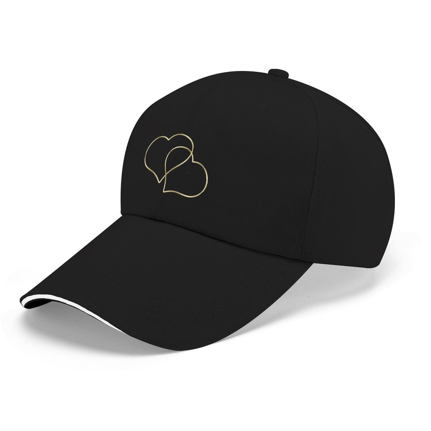 Baseball Cap for Men Women Curved Visor Sandwich -Gold Hearts