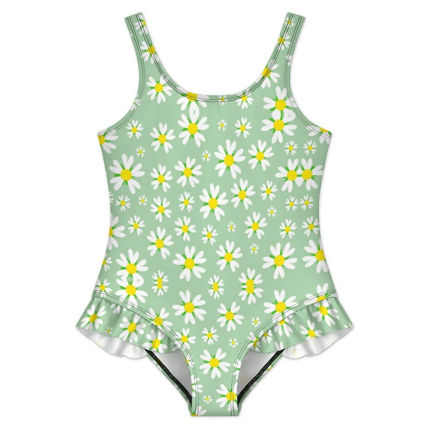 Girls Ruffle Trim One Piece Swimwear