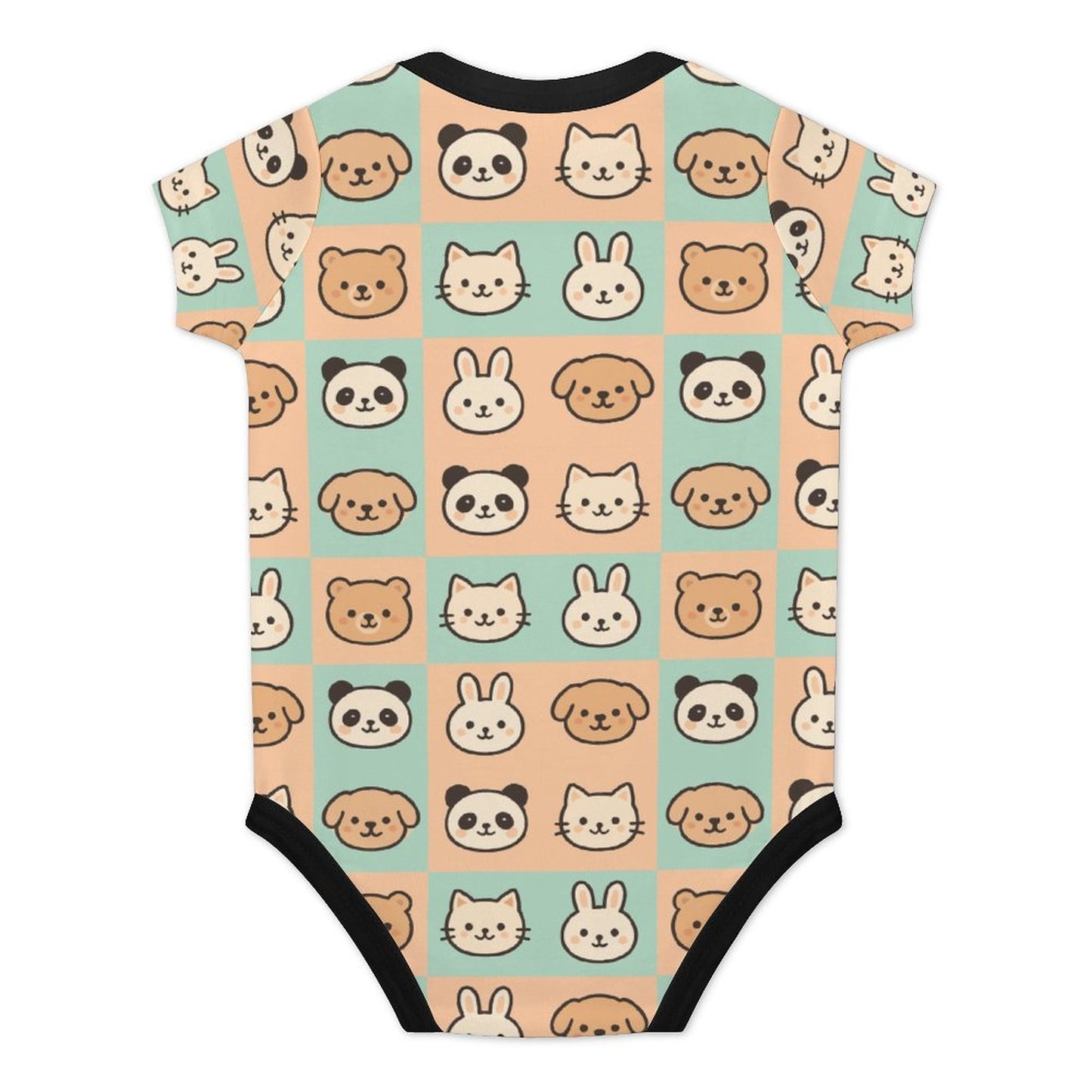 Faux Cotton Short Sleeve Baby Romper cutie animals