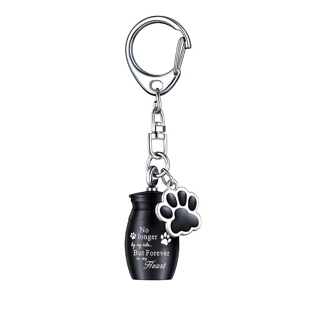 Metal Urn Pendant Suitable for Dog & Cat Cremation Urn with Filling Tools - Paw Print Ash Keepsake Keychain, Memorial Cylinder for Pet Ashes, Cremation Jewelry for Ashes Preservation