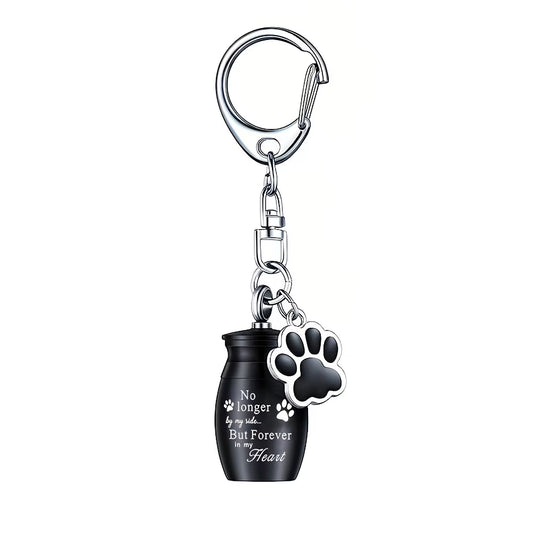 Metal Urn Pendant Suitable for Dog & Cat Cremation Urn with Filling Tools - Paw Print Ash Keepsake Keychain, Memorial Cylinder for Pet Ashes, Cremation Jewelry for Ashes Preservation