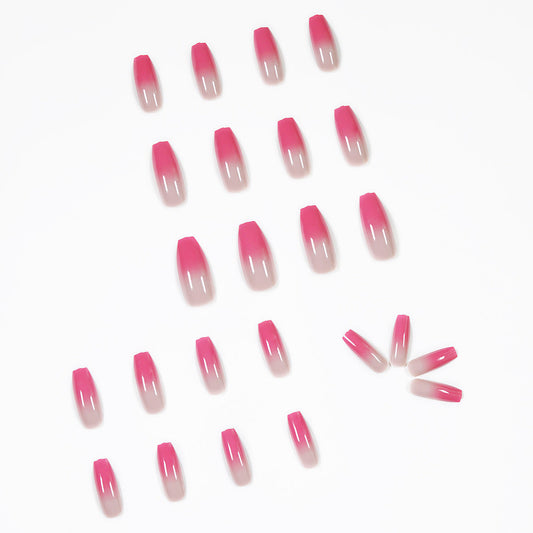 Berry color gradual change long ballet wear nail art finished fake nail nail art patch nail patch removable nail – Image 2
