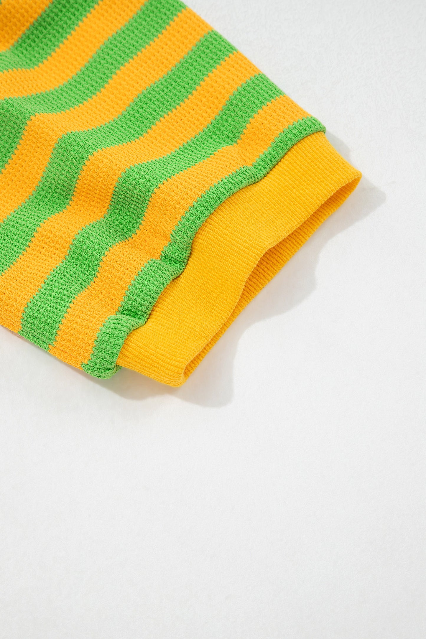 Yellow Stripe Puff Short Sleeve T Shirt Matching Shorts Set