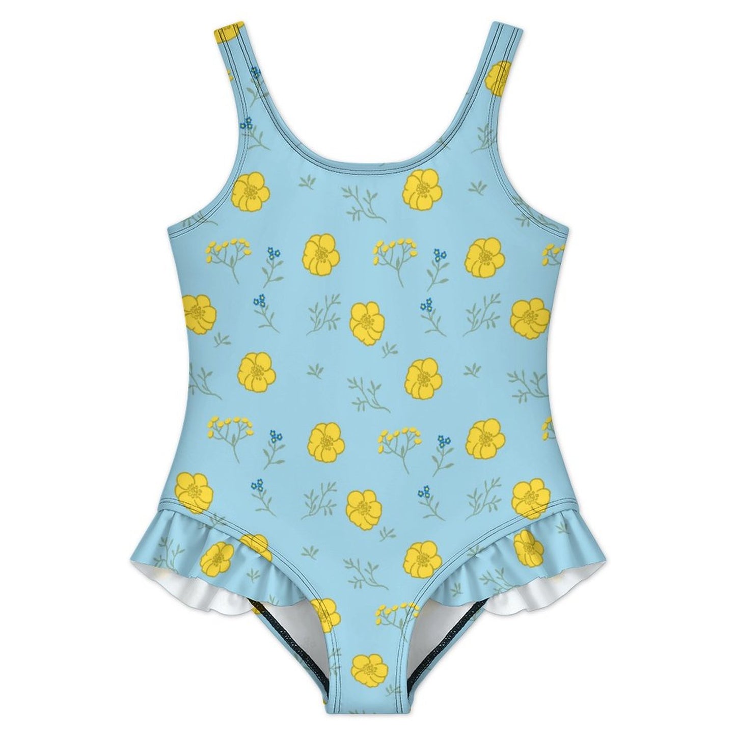 Girls Ruffle Trim One Piece Swimwear
