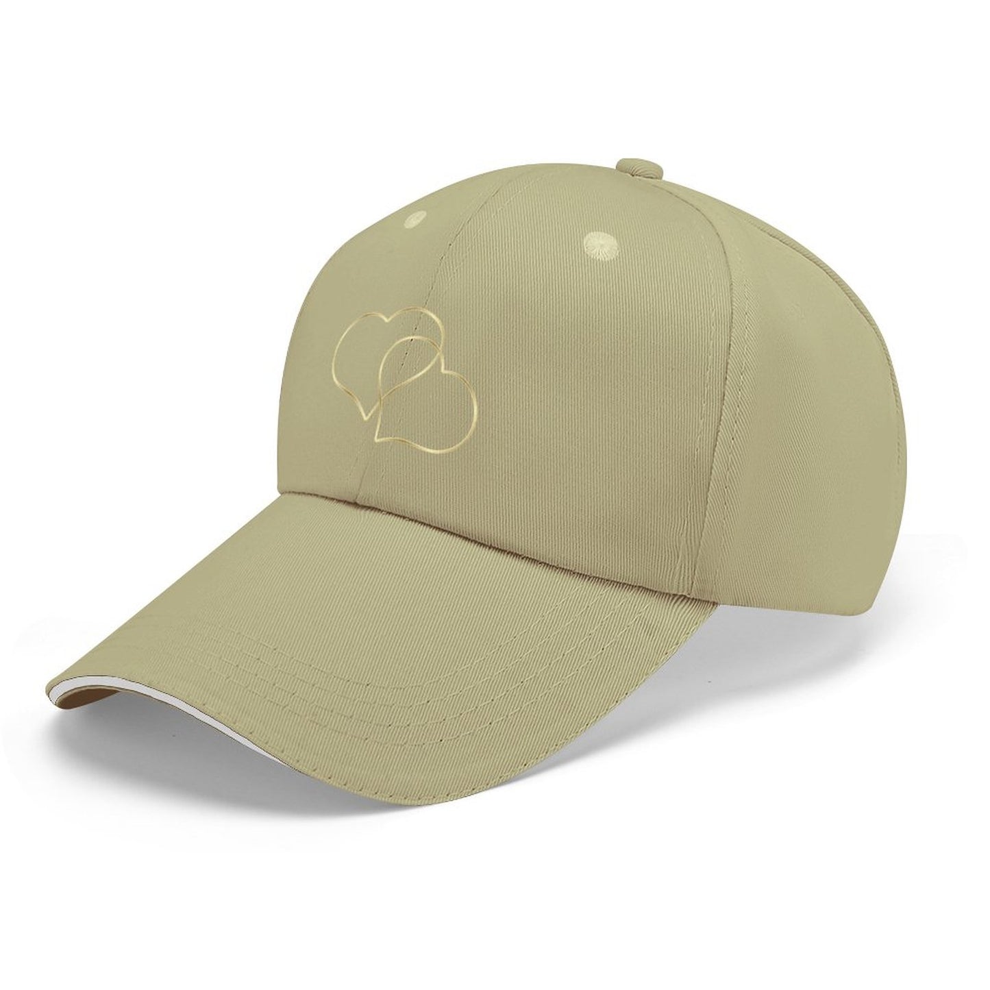 Baseball Cap for Men Women Curved Visor Sandwich -Gold Hearts