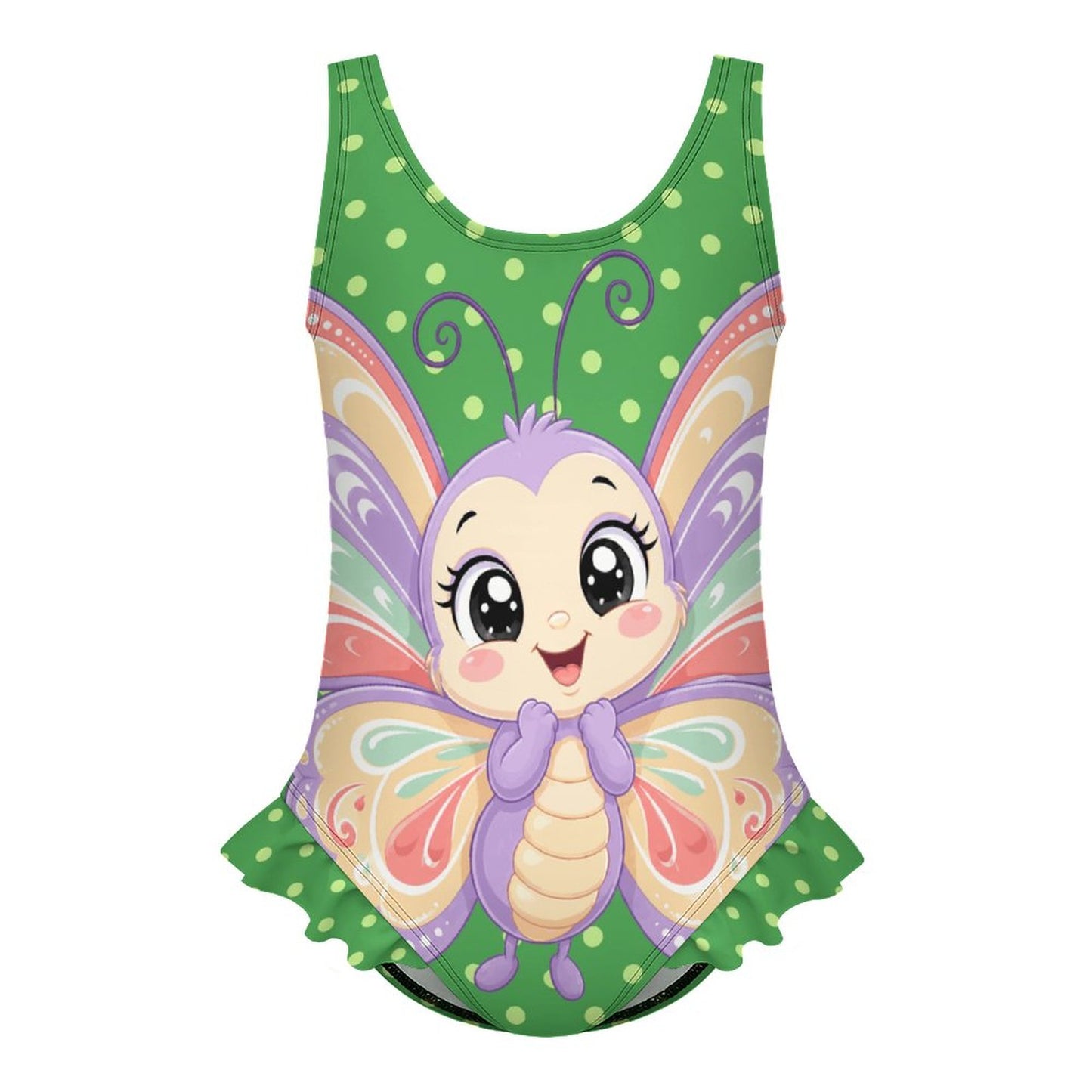 Girls Ruffle Trim One Piece Swimwear