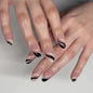 Press on armor, French simple black and white wavy lines Press on armor, short nails art Press on nails press on nails