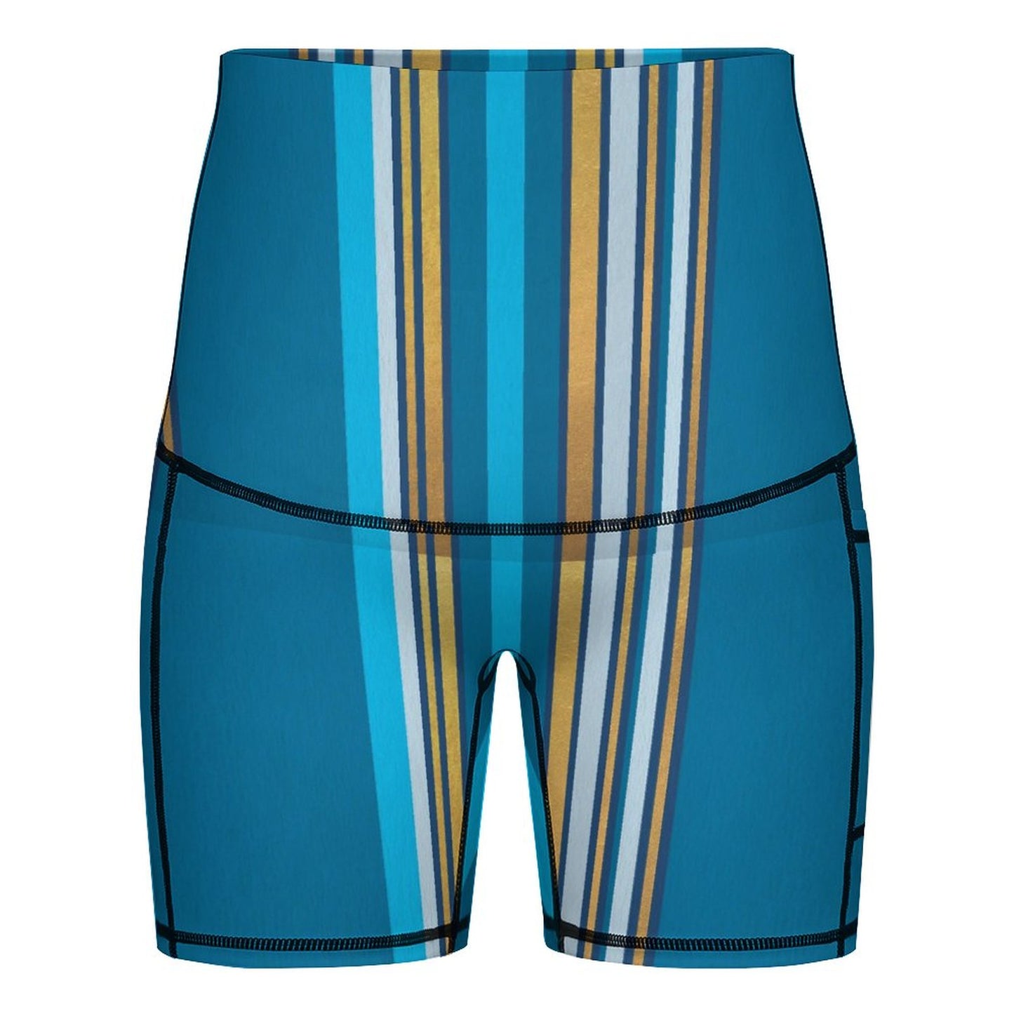 Pregnancy Yoga Shorts Blue Stripes