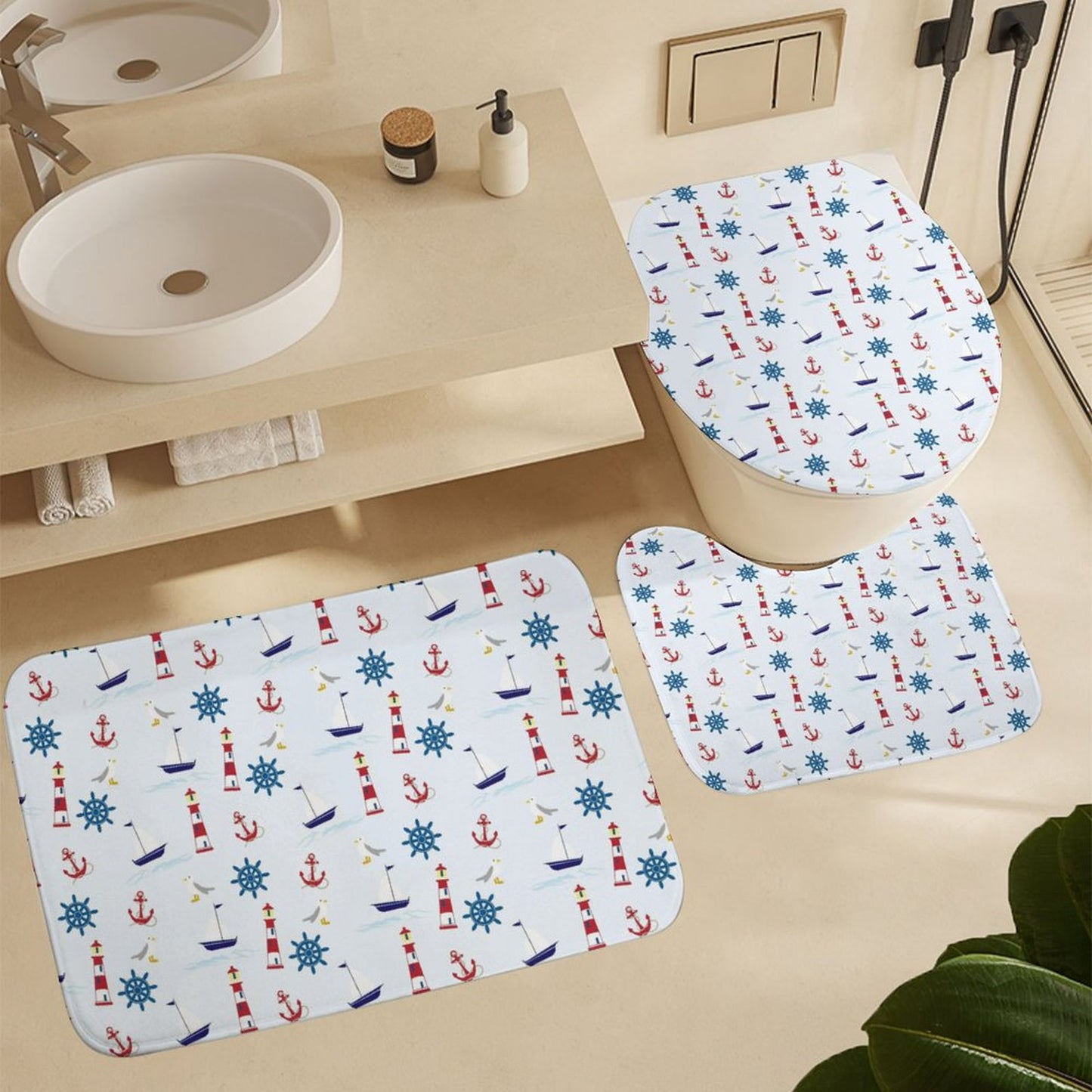 Bathroom 4-Piece Set(One-sided Printing)