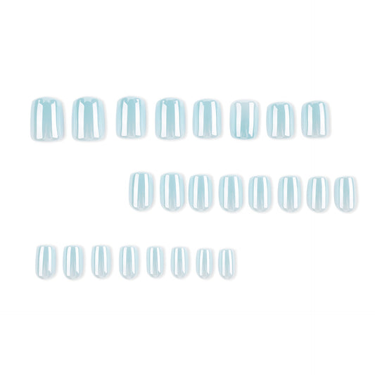 365nails: "Soft Sky Blue Short Square" – Glossy Solid Press-on Nails – Image 2