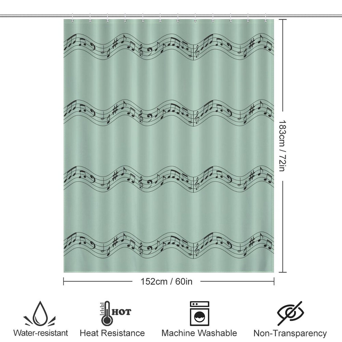 Musical note shower curtain
