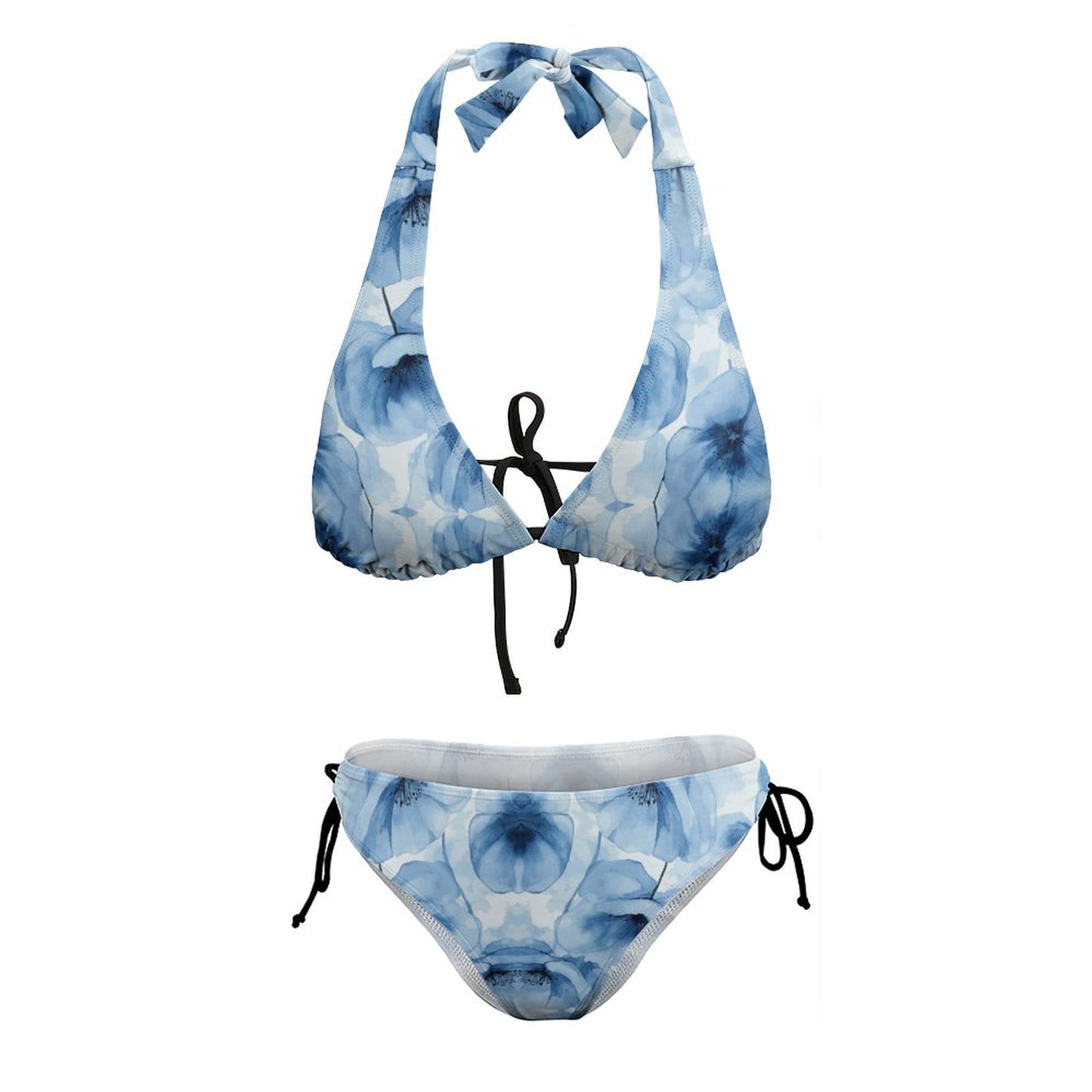Two Piece Halter Swimsuit Blue