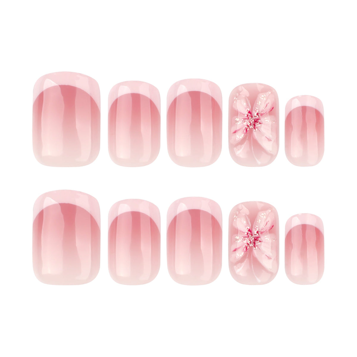 "Pink Butterfly Elegance" - Precision Crafted Press-On Nails – Image 5