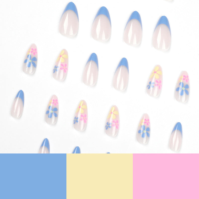 Blue Edge French Simple Flower Press on nails Wholesale Press on nails Nail Nail Nail 365nails – Image 4