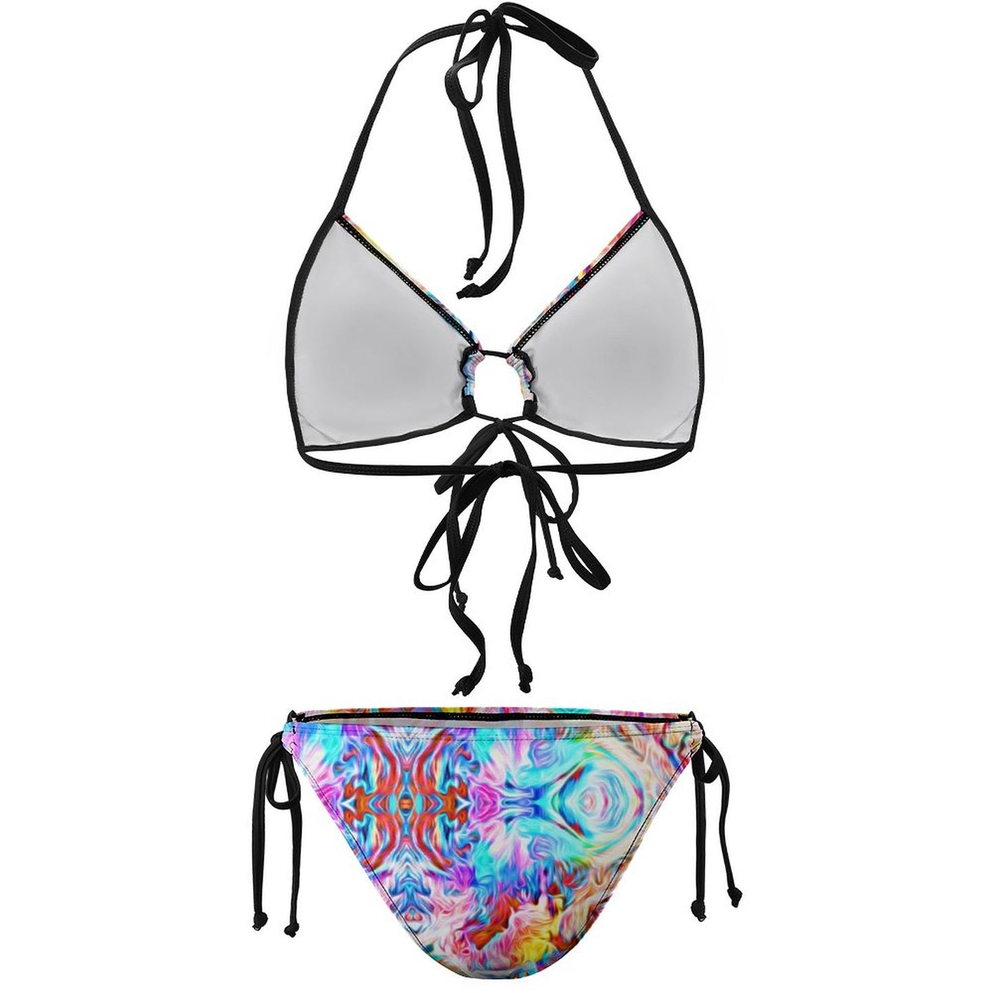 Halter Tie Front Bikini Set Vibrant Colors