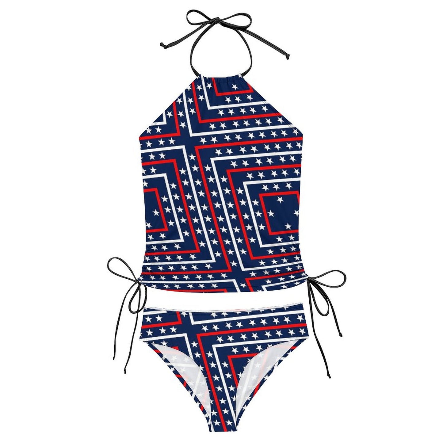 2-Piece Women's Tankini Set with High Neck Halter Top