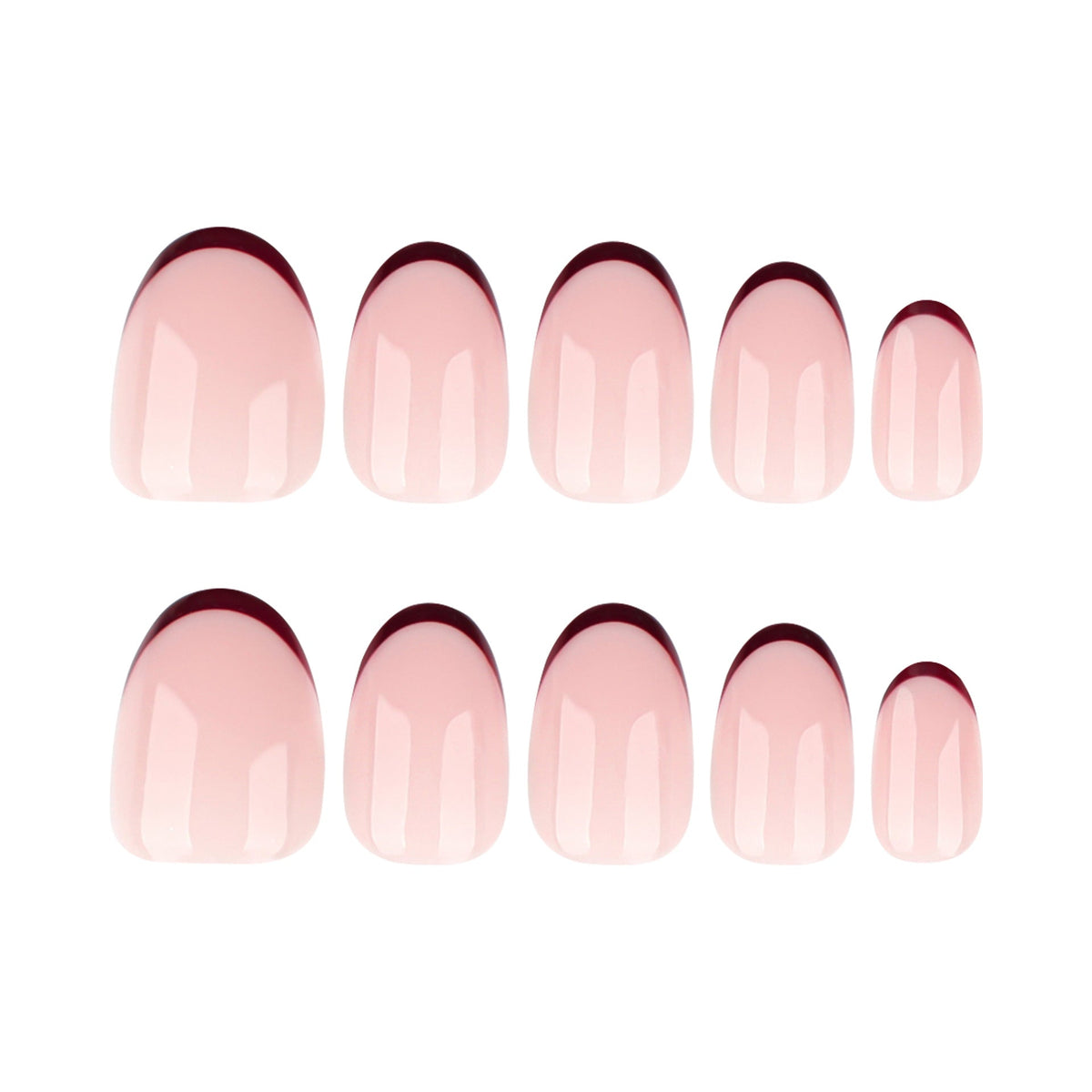 Minimal Burgundy French Tip Press On Nails – Image 5