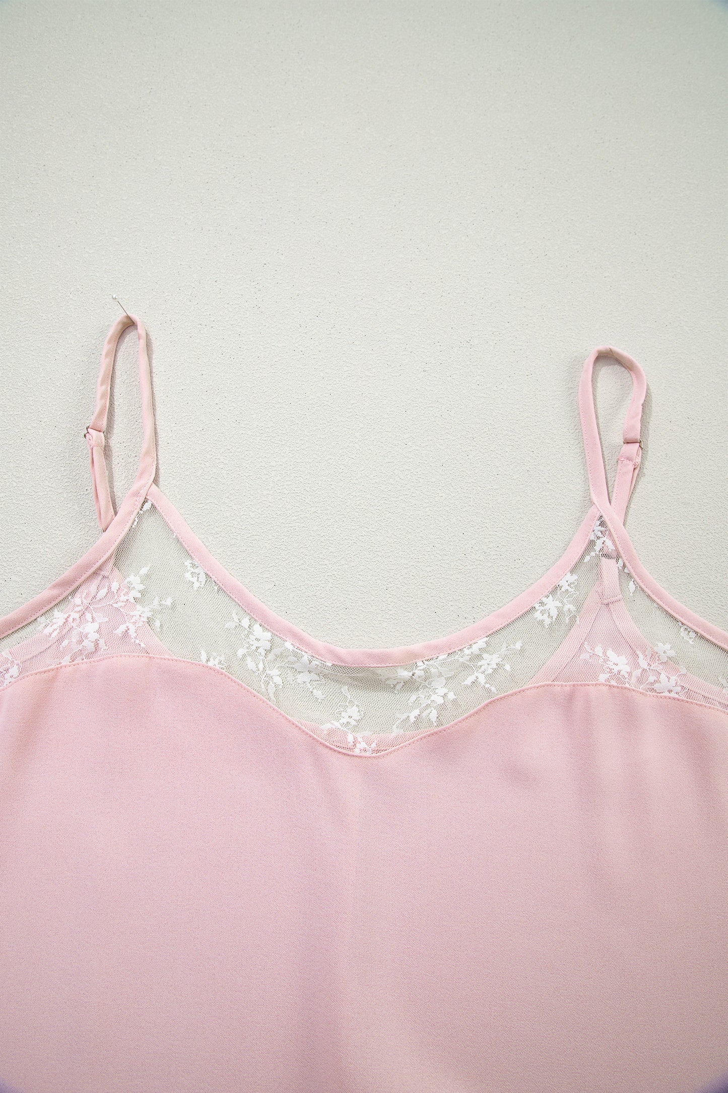 Light Pink Sheer Lace Camisole Nightgown Dress