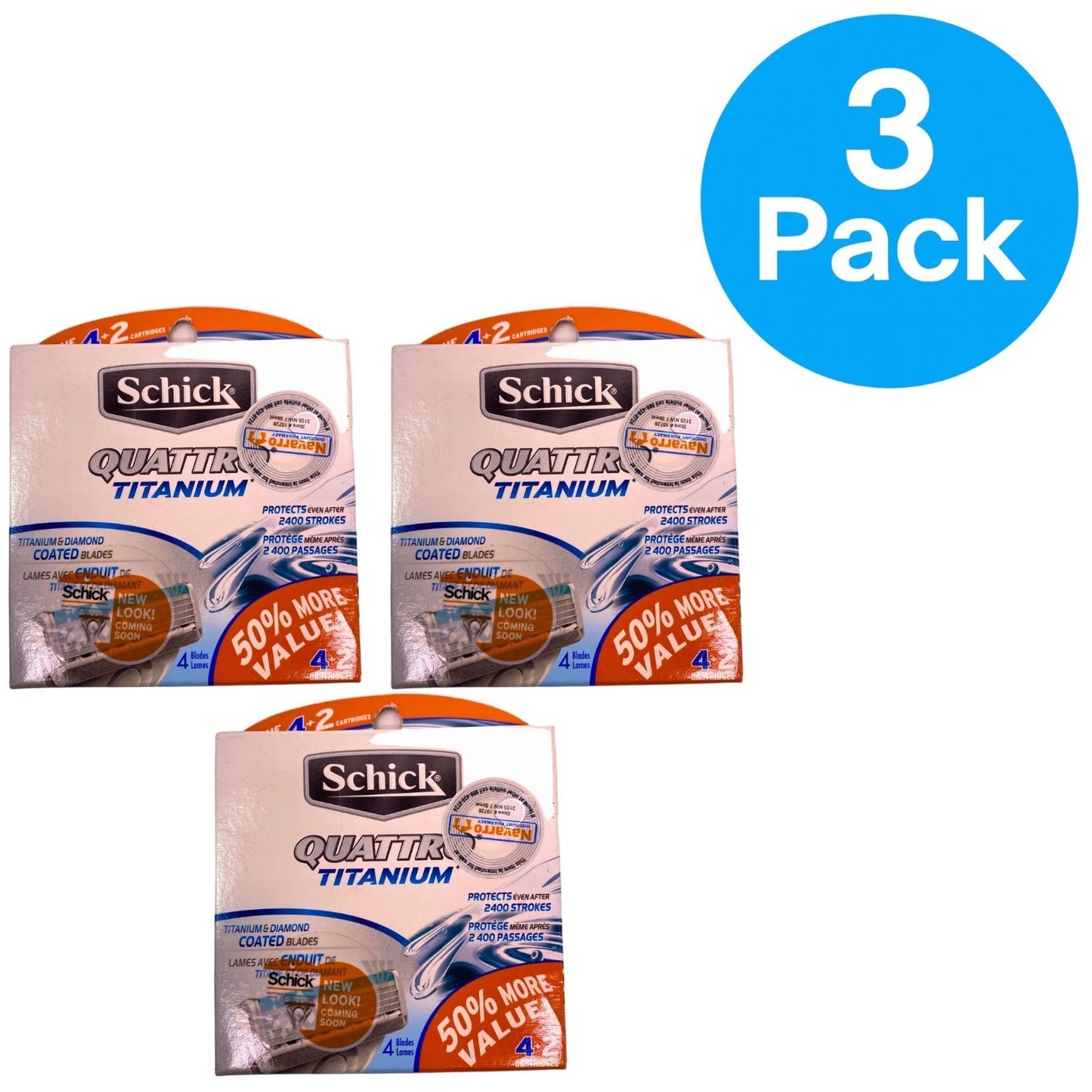 3 Pack - Schick Quattro Refills